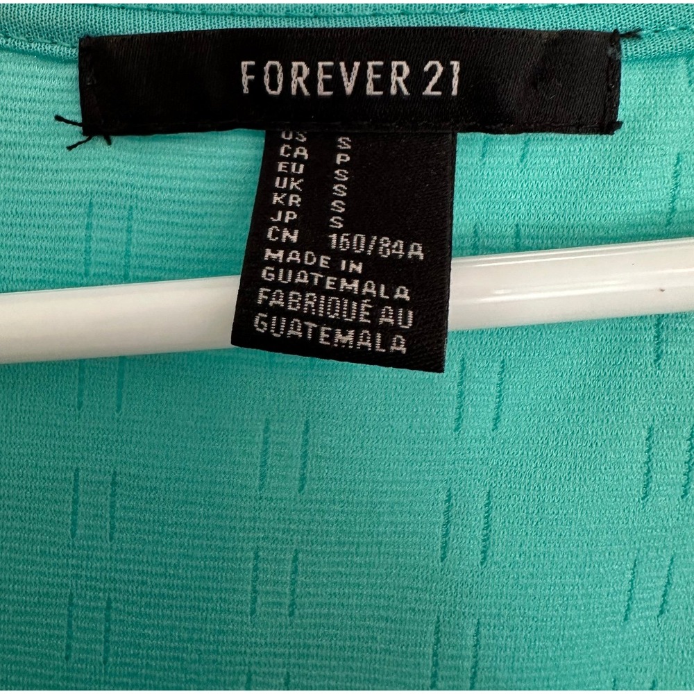 Forever 21 Teal Peplum Dress Textured Sleeveless‎ Party Cocktail Small - Picture 2 of 3
